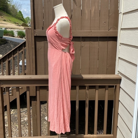 Wide leg Crop Jumpsuit in rose pink with sweetheart neckline size Small - Picture 8 of 15